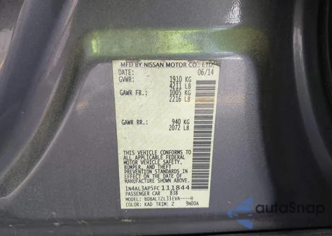 2015 Nissan Altima 2.5 Sl из США, поврежденный, VIN 1N4AL3AP5FC111844